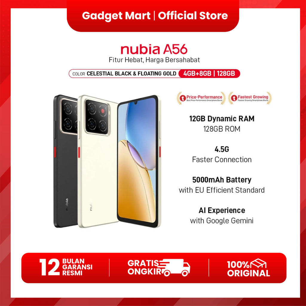 ZTE Nubia A56 (4GB+8GB)/128GB - Garansi Resmi