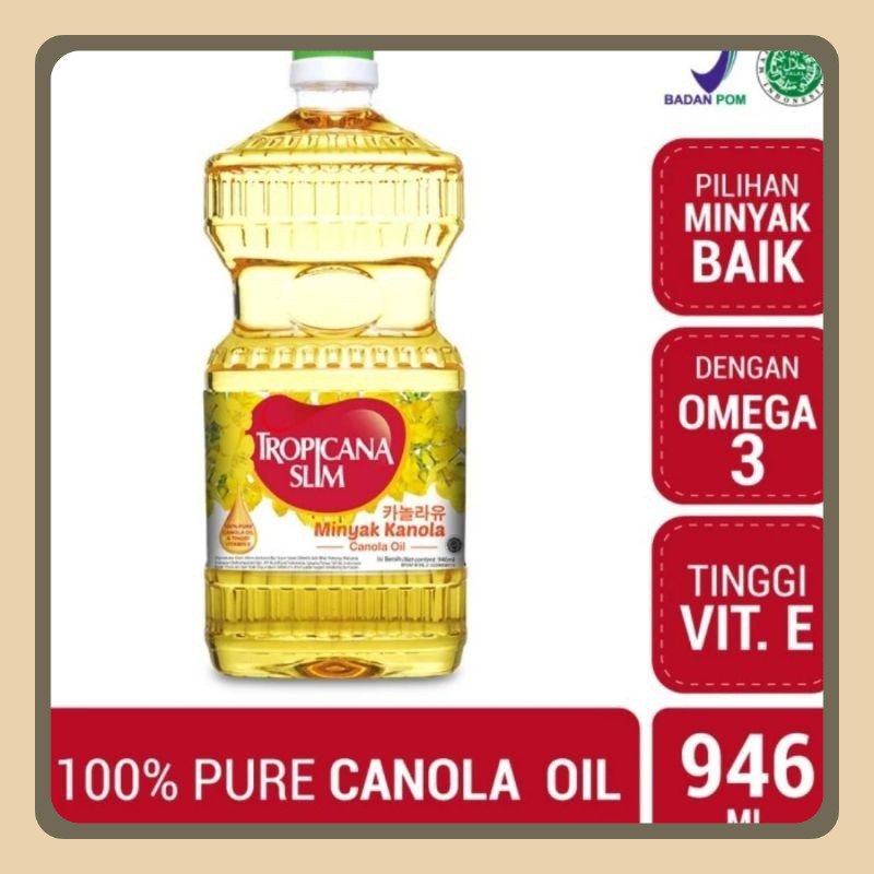 

Tropicana slim Canola Oil Minyak Kanola 1 lt ( netto baru 946 ml 946ml )100%