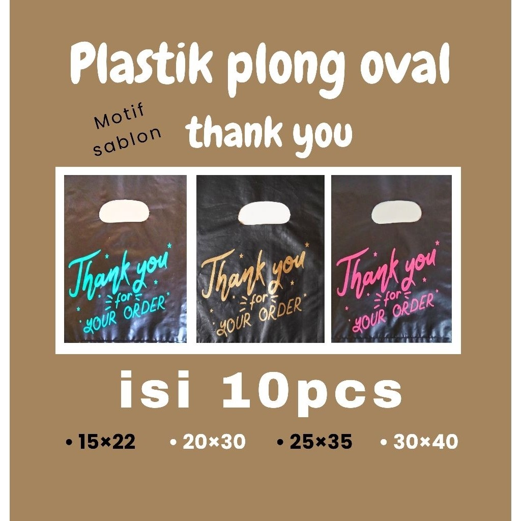 

10pcs kantong plastik pond oval PE hitam motif sablon thank you 2 | plastik packing | plastik online shop | motif sablon thank you