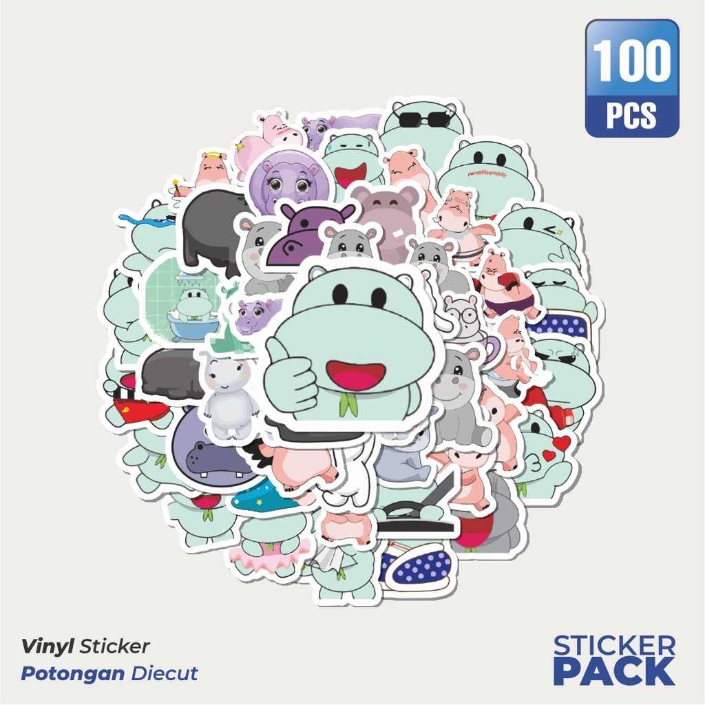 

Stiker Vinyl Sticker Hewan Kudanil Waterproof Aesthetic- Untuk Laptop, Motor, dan Helm - Paper Stationery Pack