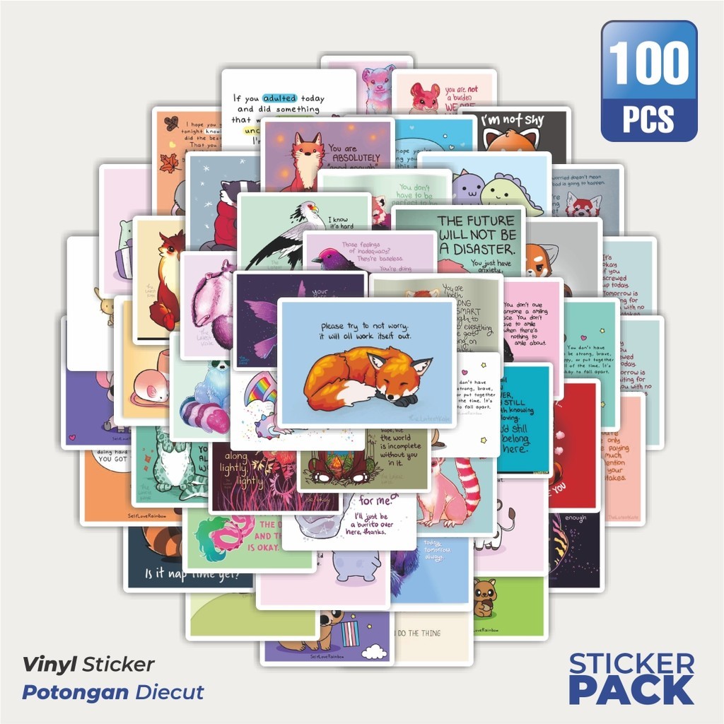 

Stiker Vinyl Stiker Animal/Hewan Hewan Waterproof Aesthetic- Untuk Laptop, Motor, dan Helm - Paper Stationery Pack