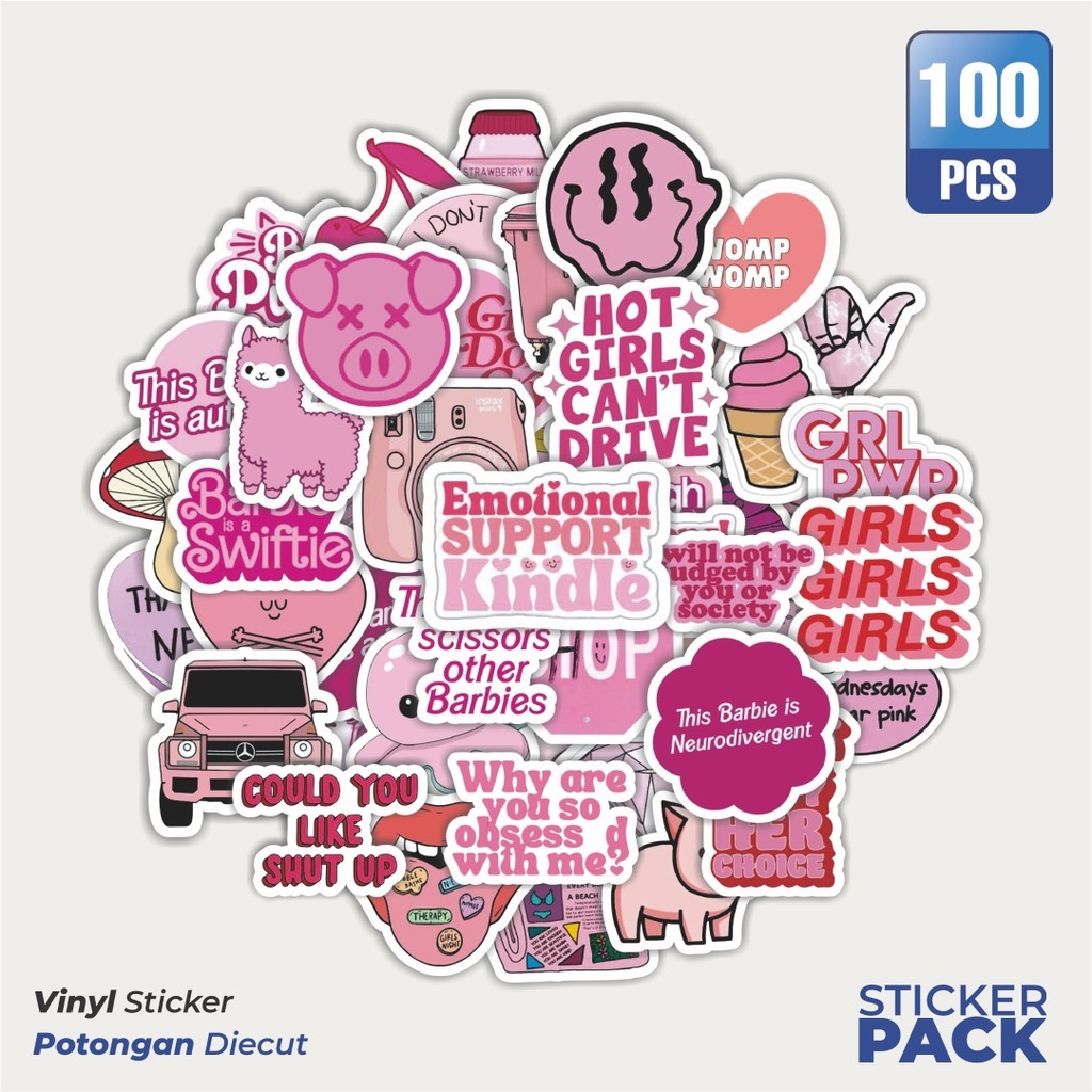 

MURAH 100 PCS Stiker Pink Aesthetic Pinterest V2 Waterproof Aesthetic- Untuk Laptop, Motor, dan Helm - Paper Stationery Pack