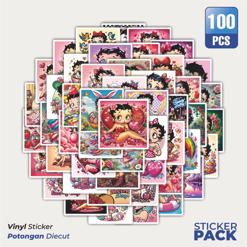 

Stiker Vinyl Stiker Kartun Betty Boop Versi 3 Waterproof Aesthetic- Untuk Laptop, Motor, dan Helm - Paper Stationery Pack