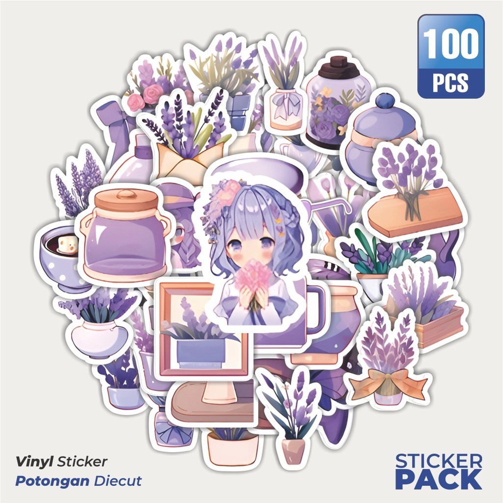 

Stiker Vinyl Stiker Lavender [Ungu] Waterproof Aesthetic- Untuk Laptop, Motor, dan Helm - Paper Stationery Pack
