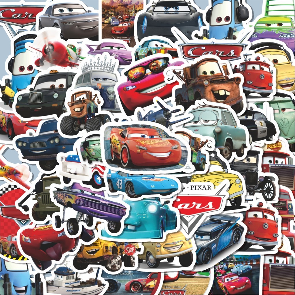 

100PCS Lucu Stiker Kartun Cars [Mobil] Stiker Aesthetic Stiker Anti Air Stikers Berperekat Waterproof sticker decal buat Motor Helm Buku Journal Koper Casing HP Laptop Botol Minum Hadiah anak