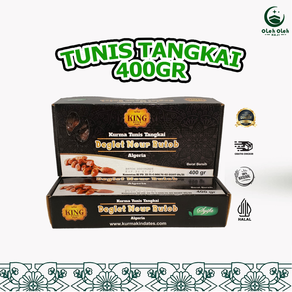 

KURMA TUNIS TANGKAI DATES DEGLET NOUR / TUNISIA BERTANGKAI KING ALGERIA KEMASAN BOX ORIGINAL
