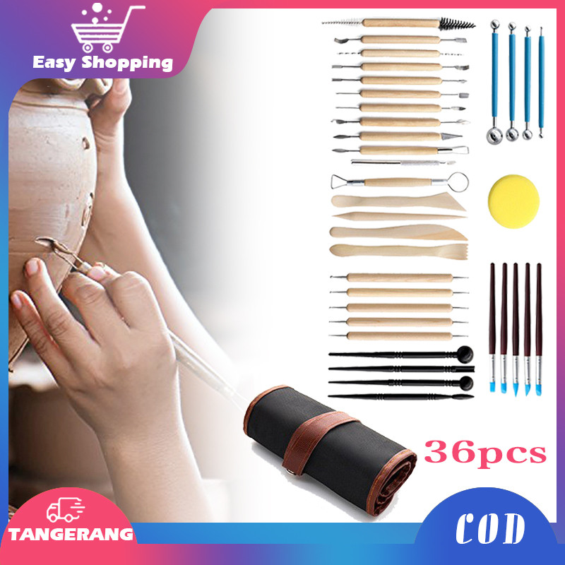 

COD 36pcs Alat Ukir Clay pottery tools Alat Ukir Tanah Liat Alat Ukir Clay Pottery Crafting Tools