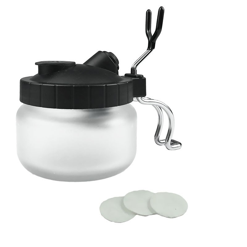 

Airbrush Cleaning Pot Stabilizer Bottles Holder Paint Station Glass Jar Bottles Filter Frosted Spray Gun Cleaner Tools Set