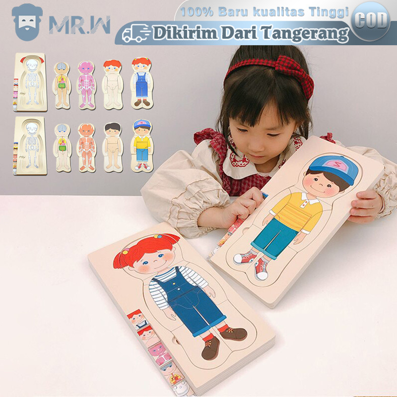 Human Body Mainan Puzzle Anak Human Body Puzzle Mainan Edukasi Anatomi Montessori Puzzle Games