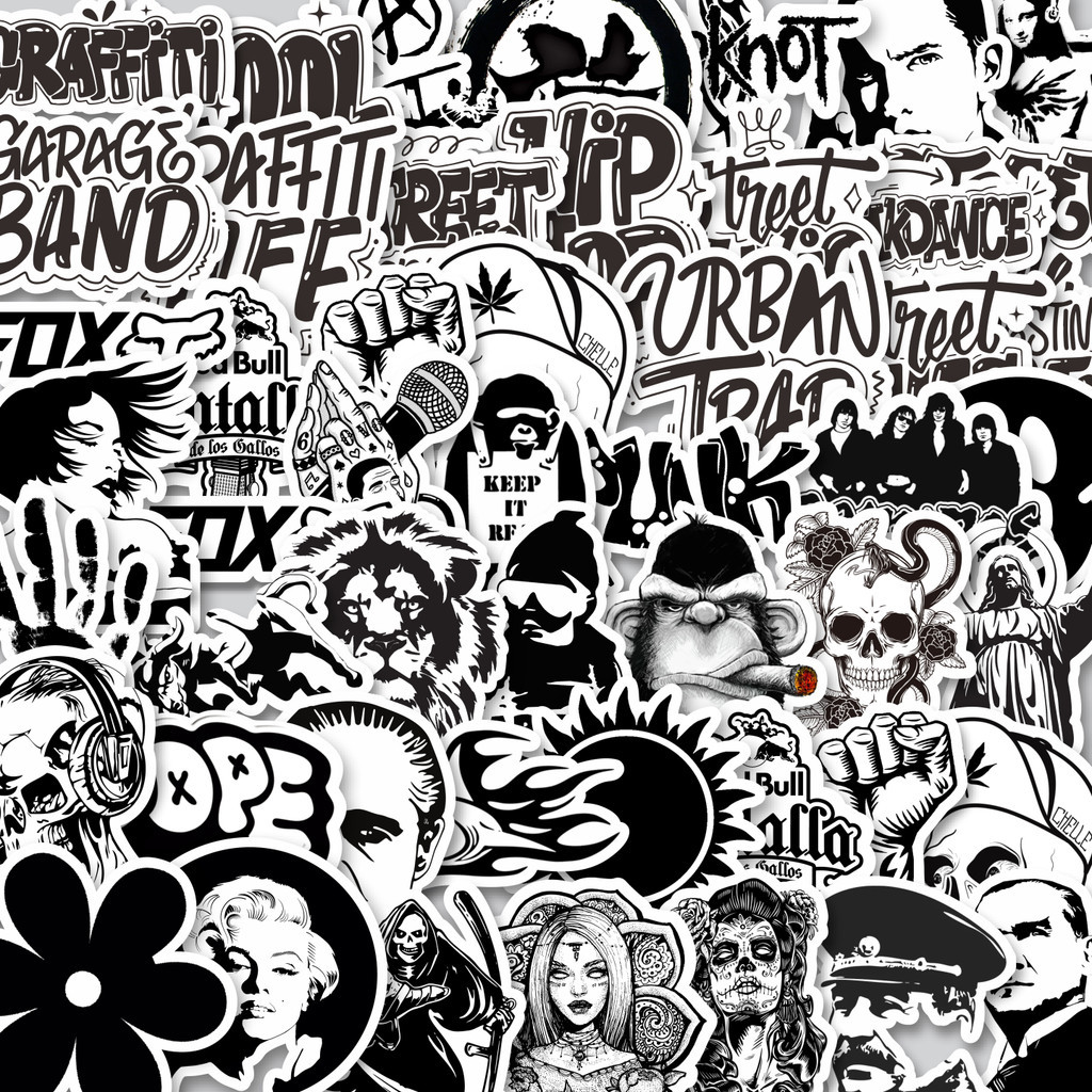 

Stiker Cutting Pack Hitam Dan Putih INS Style Isi 100Pcs Series Aesthetic Lucu Keren Untuk Koper Bahan Vynil