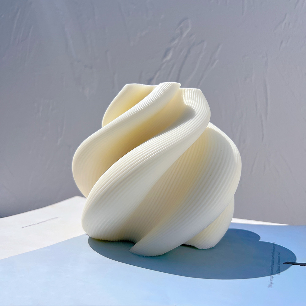 

Big Size Geometric Wave Twirl Candle Molds Taper Abstract Art Decorative Wavy Stripe Candles Silicone Mould