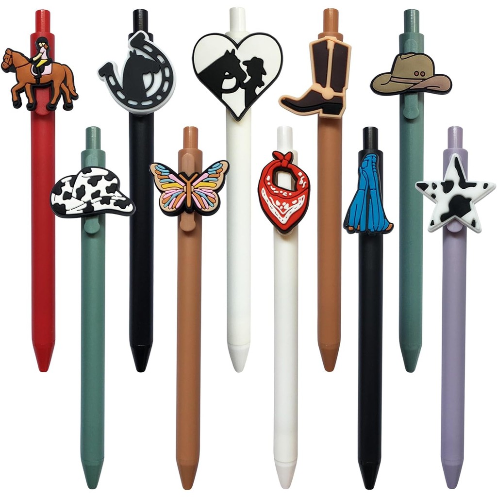 

10 pcs Vintage Neutral Pens Funny Aesthetic Cool Office School and Home Supplies Stationery Women Cowboy Horse Lovers Gift