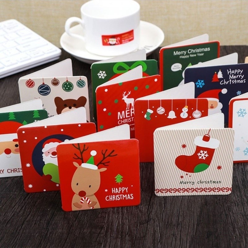 

24 Pcs/lot Greeting Card Kids Mini Blessing Greeting Cards Envelope New Year Postcard Gift Card Xmas Party