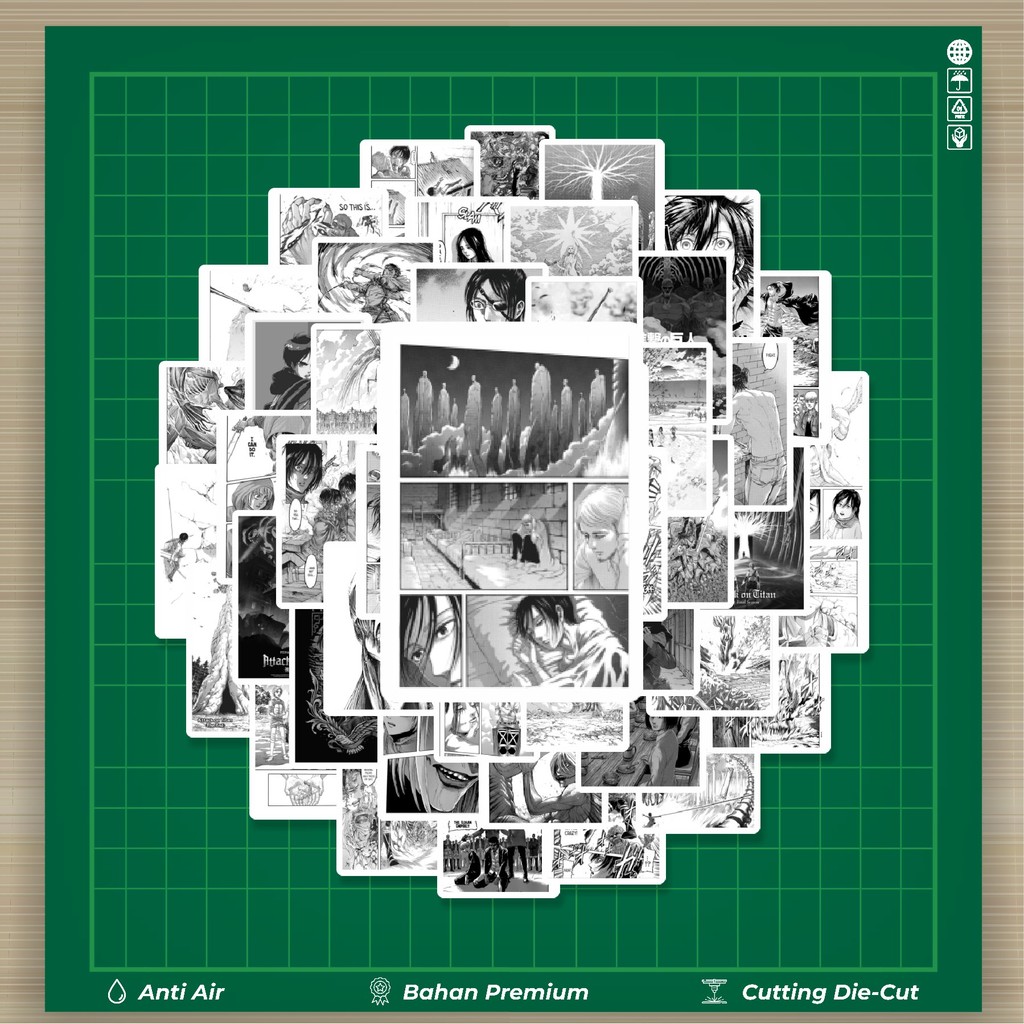 

HOT 50 PCS STIKER Stiker Komik Attack On Titan B&W Stiker Fashion Cars Decal Dingin Kartu Album Custom Vinyl Anti Air- Sticker Aesthetic Buku Journal Koper Casing HP Tablet Laptop Helm Motor Botol Minum