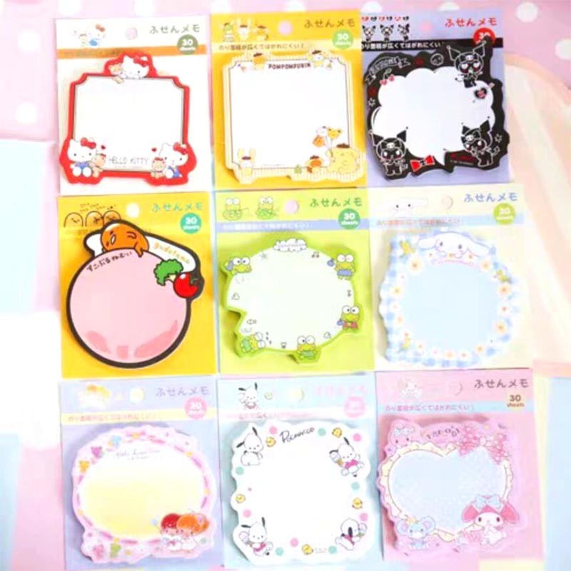 

Kitty Keroppi Melody Kuromi Memo Pad Sanrio Pochacco Sticky Notes Stationery Label Notepad Planner Sticker Post School Supplies