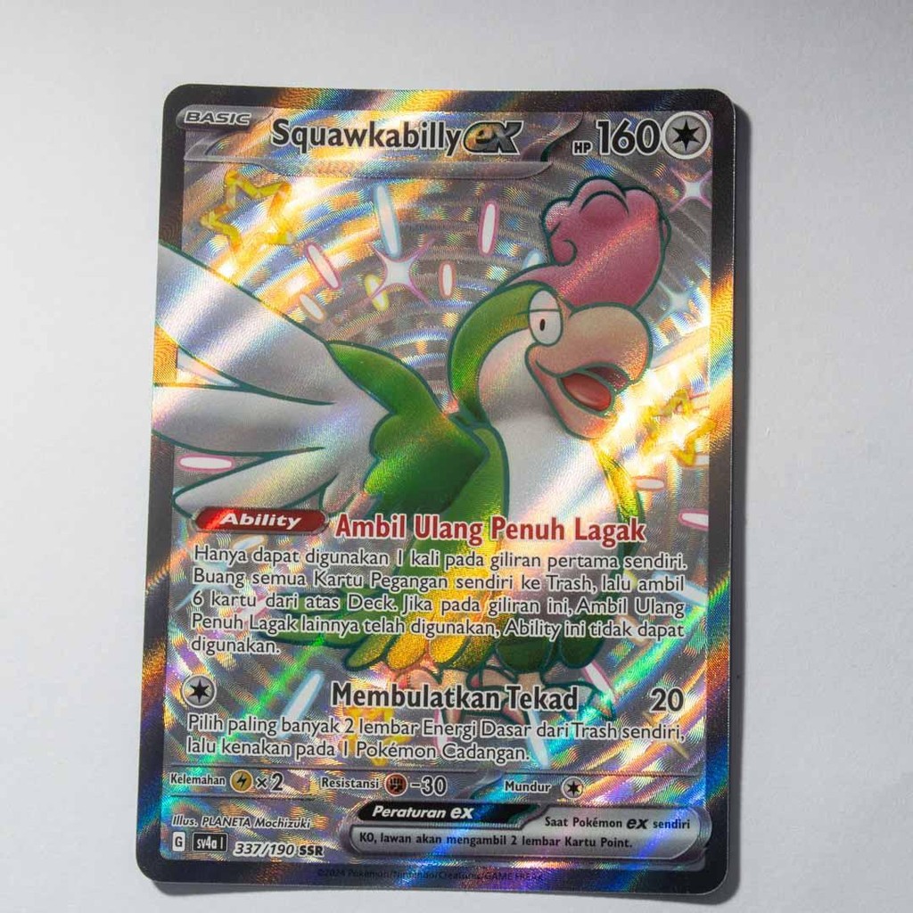 Squawkabilly EX SSR 337/190 SV4a Harta Berkilau EX Kartu Pokemon TCG Original Indonesia