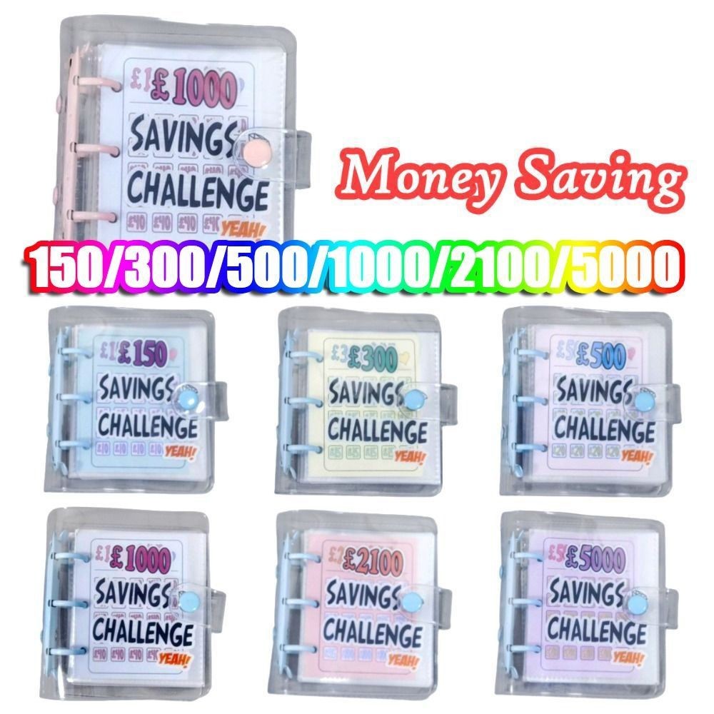 

Mini Money Saving Binder 150/500/1000/2100/5000 Pounds PVC Mini Budget Binder Tear Resistant Creative Envelope Savings Challenge