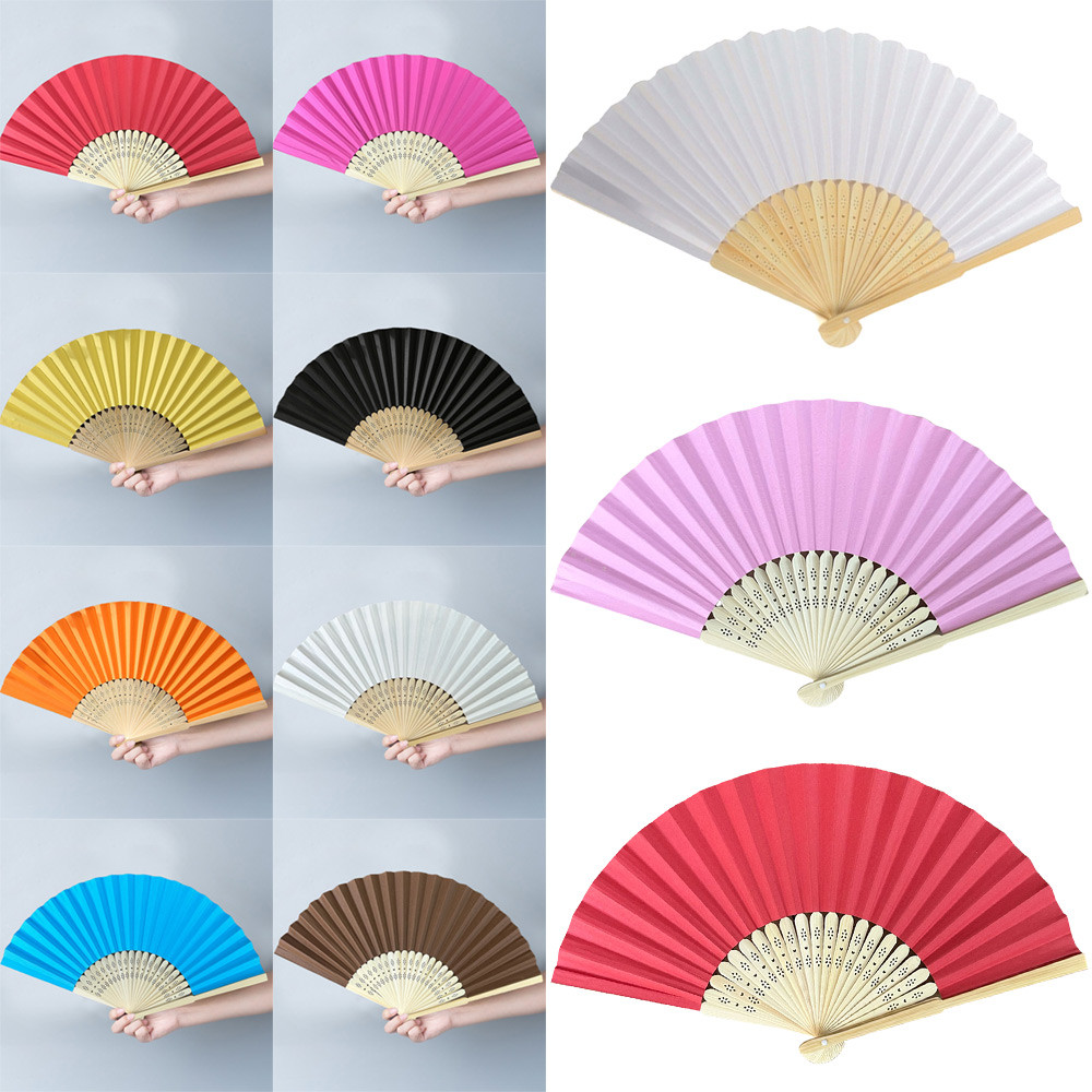 

Hand Held Fan Blank White DIY Paper Bamboo Folding Fans for Practice Calligraphy Painting Fans For Wedding Party Decor Wed Gifts