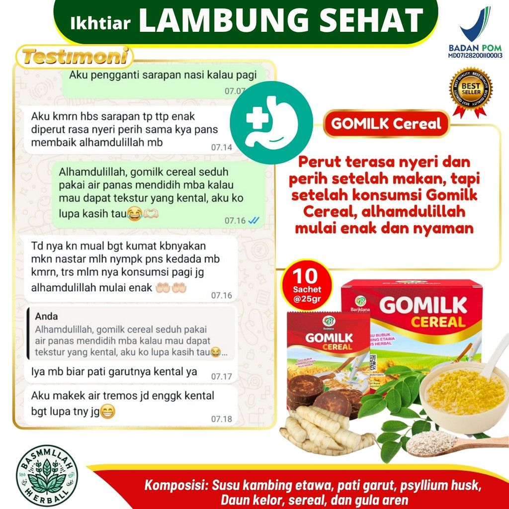 

Gomilk Cereal – Susu Etawa + Serat Herbal | Sarapan Aman untuk Lambung & Diet Sehat