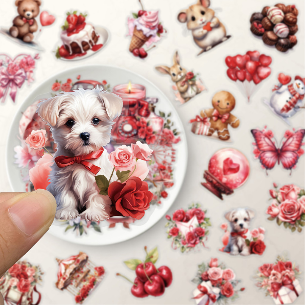 

50PCS Confession Gift Stickers Valentine's Day Elements Exquisite Handbooks Materials Phone Cases Laptop Transparent Waterproof