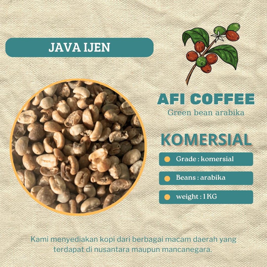 

Green bean arabika komersial Java ijen | biji kopi mentah 1kg