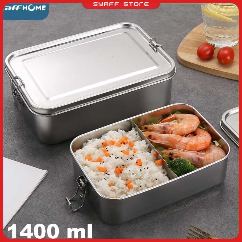 TaffHOME Kotak Makan Lunch Box Stainless Steel 2 Grid 1400ml - UP-14