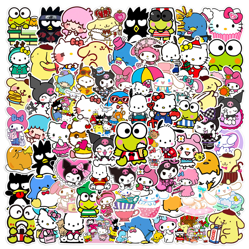 

50/100 Cute Sanrio KItty Cartoon Collection Graffiti Stickers Handbooks Luggage Cups Stationery Boxes Decorative Stickers