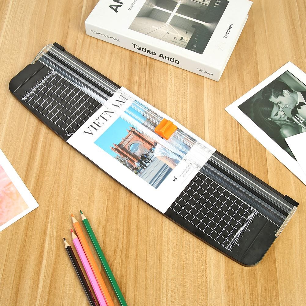 

Portable Paper Cutter Photo Kraft Paper Trimmers Plastic Base Card Cutting Blades Multi-function Office Home Tools Black