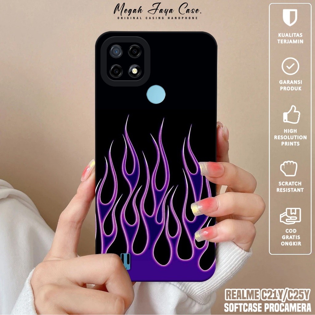 Case REALME C21Y / C25Y - Softcase Hp REALME C21Y / C25Y Motif FIRE - Silikon Hp REALME C21Y - Kondo