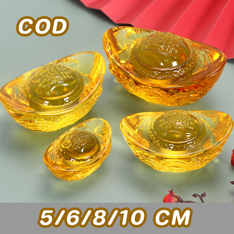 5/6/8/10CM Hiasan China Yuan Bao / Ornamen Feng Shui / Yen Pao Kristal / Yuan Bao Emas Kristal Kunin