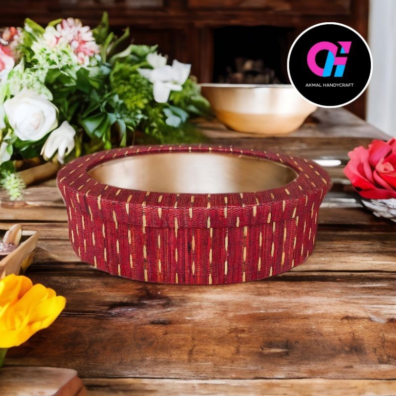 

Akmal Handycraft Kotak Hantaran Nikah Bentuk Oval Bahan Tenun Mendong Merah Marun Transparan Hadiah Pernikahan Elegan