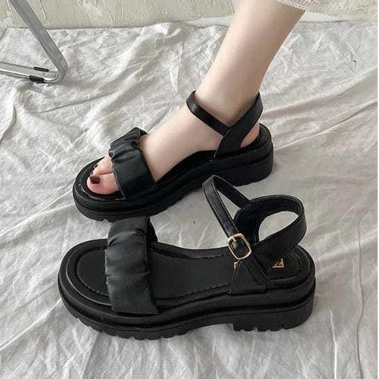 Sandal Wanita Lovely Terbaru Sandal Wanita Tali Kerut Style Korea Wedges Hits Kekinian