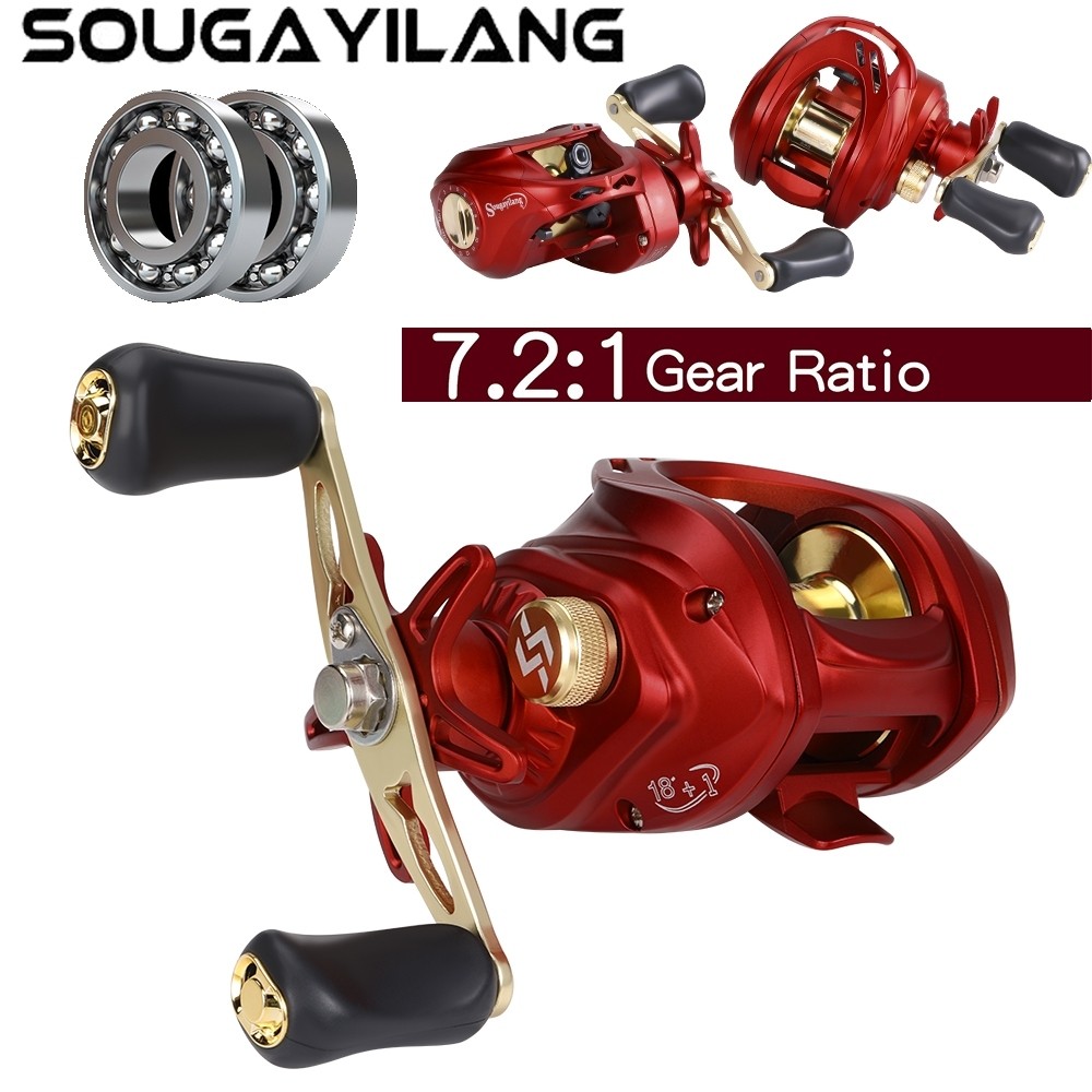 Sougayilang Metal Reel 7.2: 1 Rasio Gear Metal Spool Baitcasting Reel 18 + 1BB - Beberapa Warna