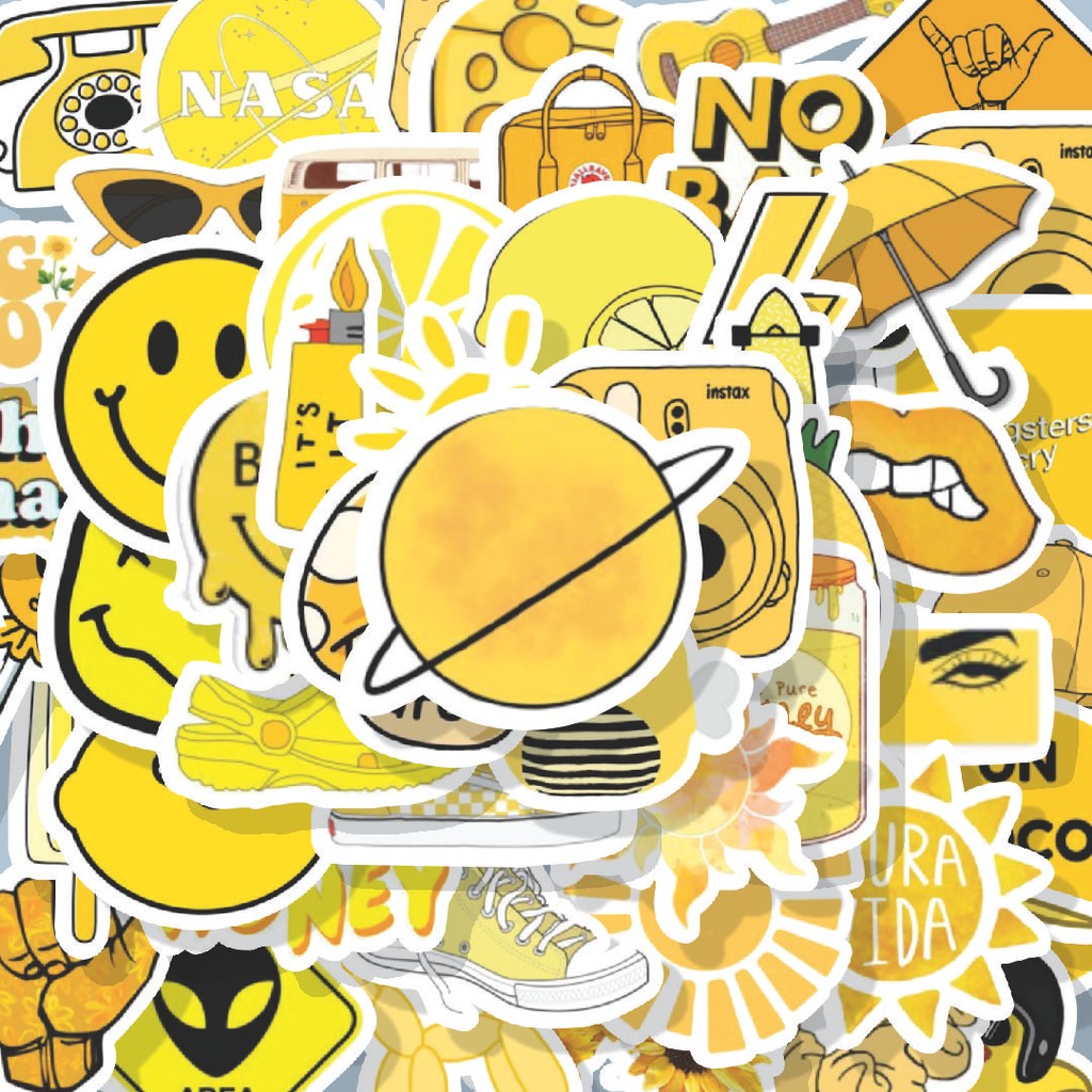

100PCS Lucu Stiker VSCO Yellow Aesthetic [VSCO Kuning Aesthetic] Stiker Aesthetic Stiker Anti Air Stikers Berperekat Waterproof sticker decal buat Motor Helm Buku Journal Koper Casing HP Laptop Botol Minum Hadiah anak