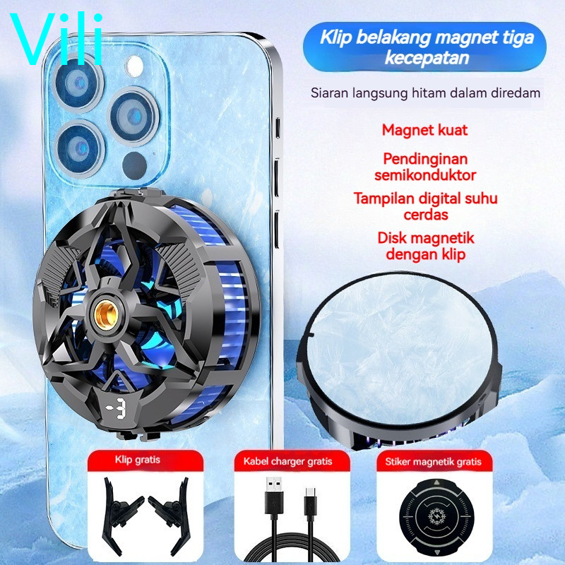 Vili X88 Fan Cooler Hp Heatsink Magnetic Pendingin Hp RGB Light Semikonduktor Original (Hadiah Grati