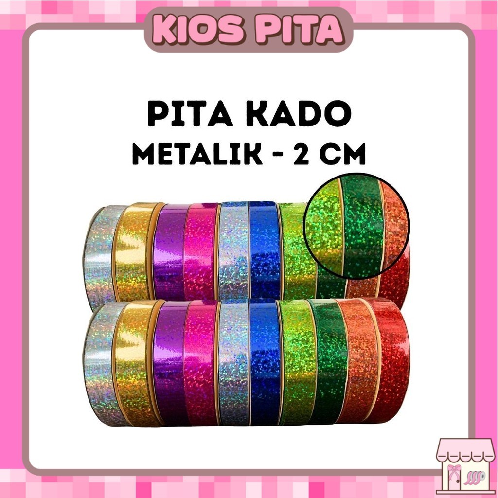 

Pita Kado Plastik METALIK 3/4 inch (2 cm) / Pita Jepang