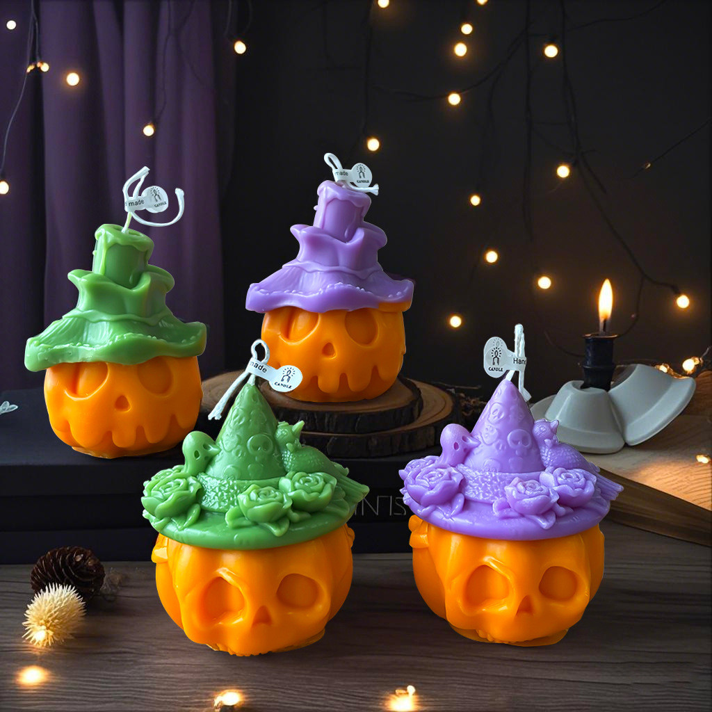 

Cartoon Pumpkin Doll Halloween Festival Decoration Plaster Resin Ornaments Molds Halloween Decoration Candles Making
