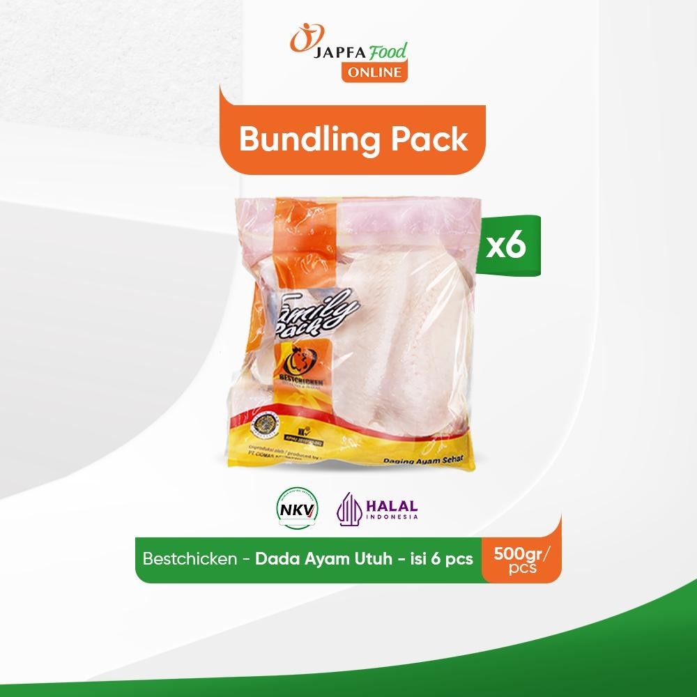 

Bestchicken Bundling Hemat Dada Ayam Utuh 500 gr - Isi 6 pack