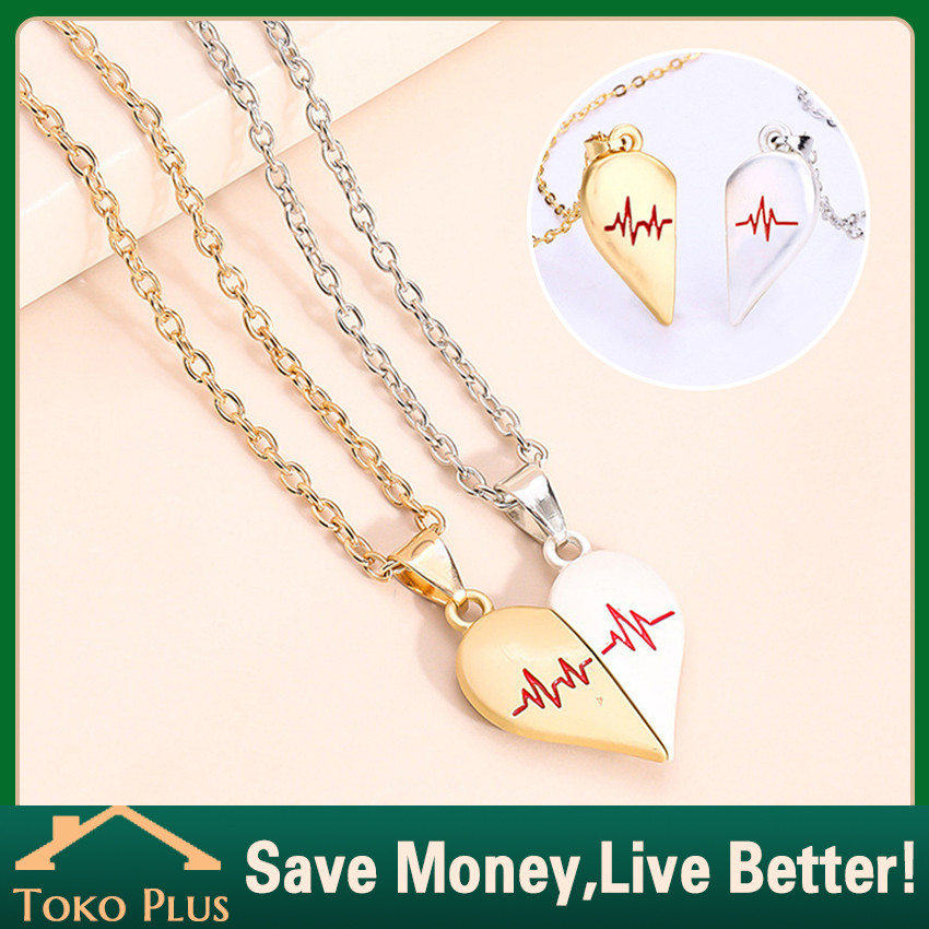 Sepasang Kalung Couple Magnet love Hati Aluminum Anti Karat kalung Pasangan magnet necklace couple