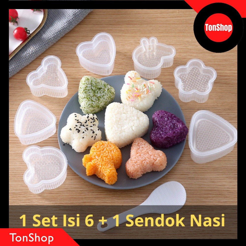 Cetakan Nasi 1 Set isi 6 Gratis Sendok Nasi / Cetakan Nasi Bento Karakter / Cetakan Sushi dan Onigir