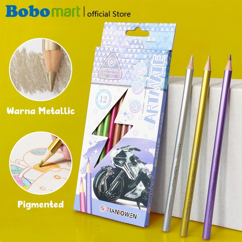 

BOBOMART Pensil Warna Color Pencils Tianbowen Metalic & Neon