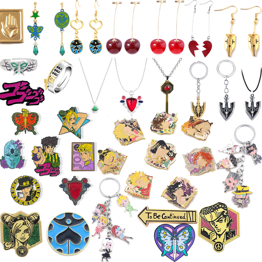 

Anime JoJo Bizarre Adventure Keychains Killer Queen Higashikata Josuke Bow Arrow Pendant Keyring For Women Men Car Accessories