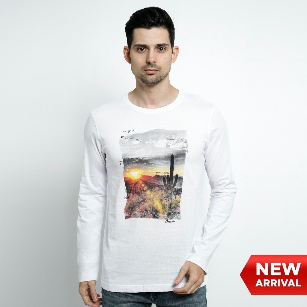 Cressida Kaos Lengan Panjang Pria T-Shirt Longsleeve Motif - MMBAL.CB058P Putih