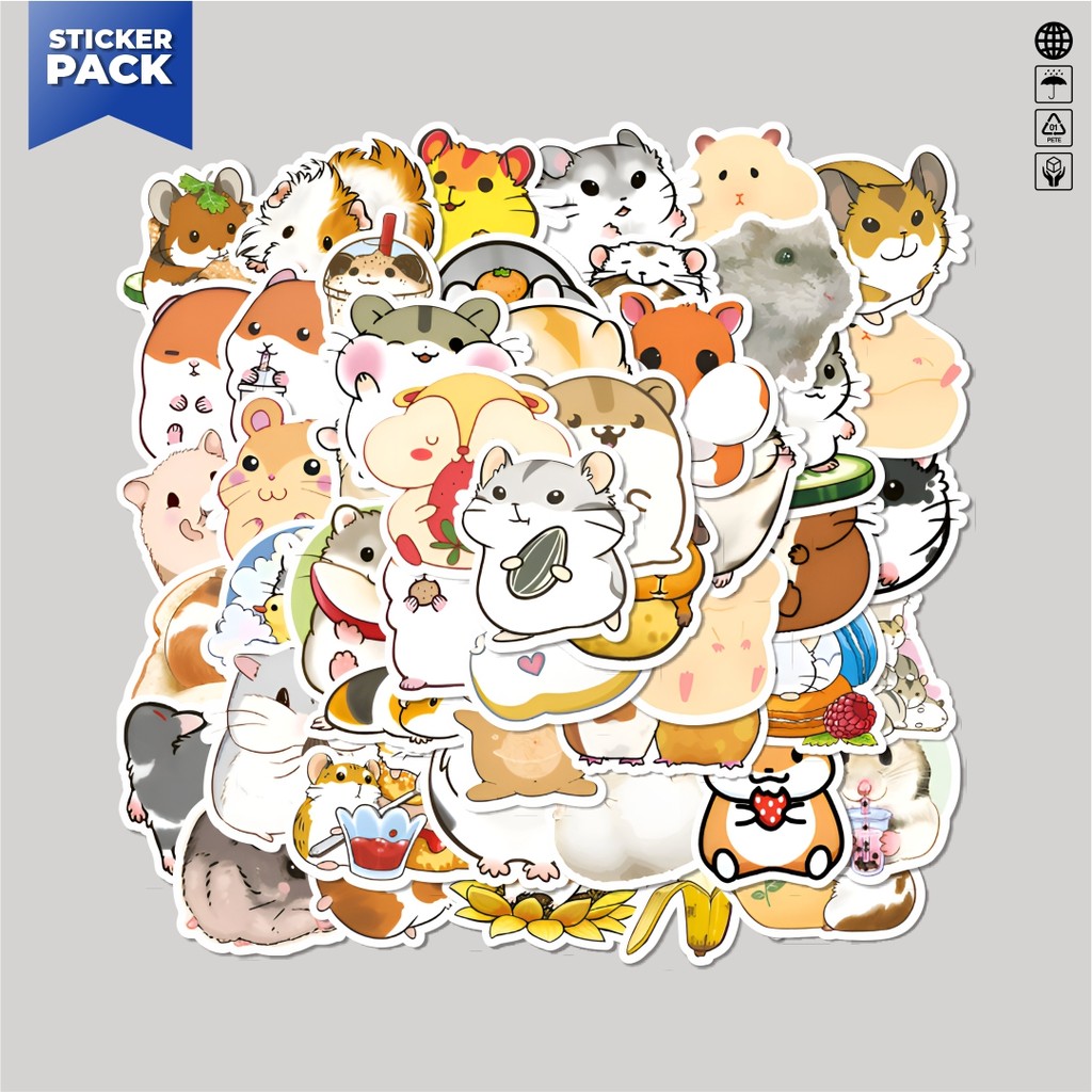 

[100PCS]Stiker Pack Stiker Cute Hamster Series v2 Aesthetic Vinyl Anti Air Dekorasi Sticker Laptop Buku Journal Koper Helm Casing HP Gitar Helm Skateboard