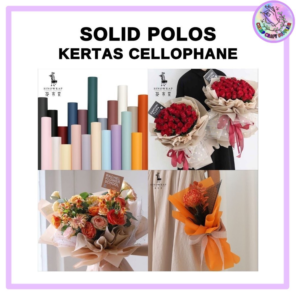 

(20 LEMBAR) Kertas Cellophane Buket Bunga - SOLID POLOS - Flower Wrapping Paper