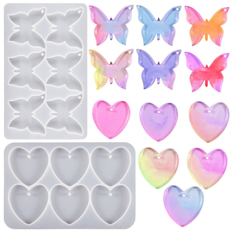 

Butterfly Keychain Pendant Silicone Mold DIY Heart-shaped Pendant Crystal Epoxy Resin Molds Crafts Jewelry Casting Tools