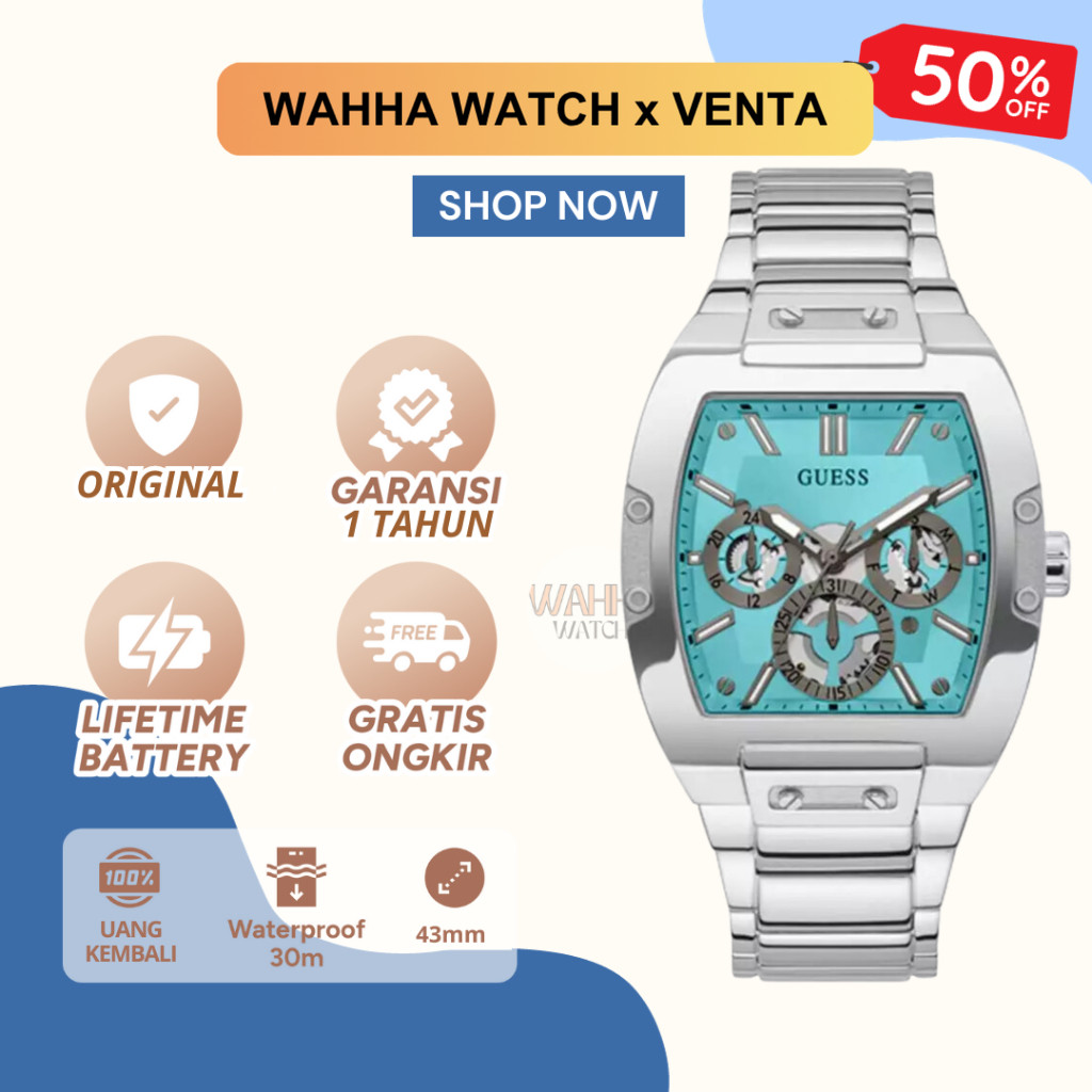 Jam Tangan Analog Guess Pria Guess GW0456G4 - PHOENIX Silver [BERGARANSI]