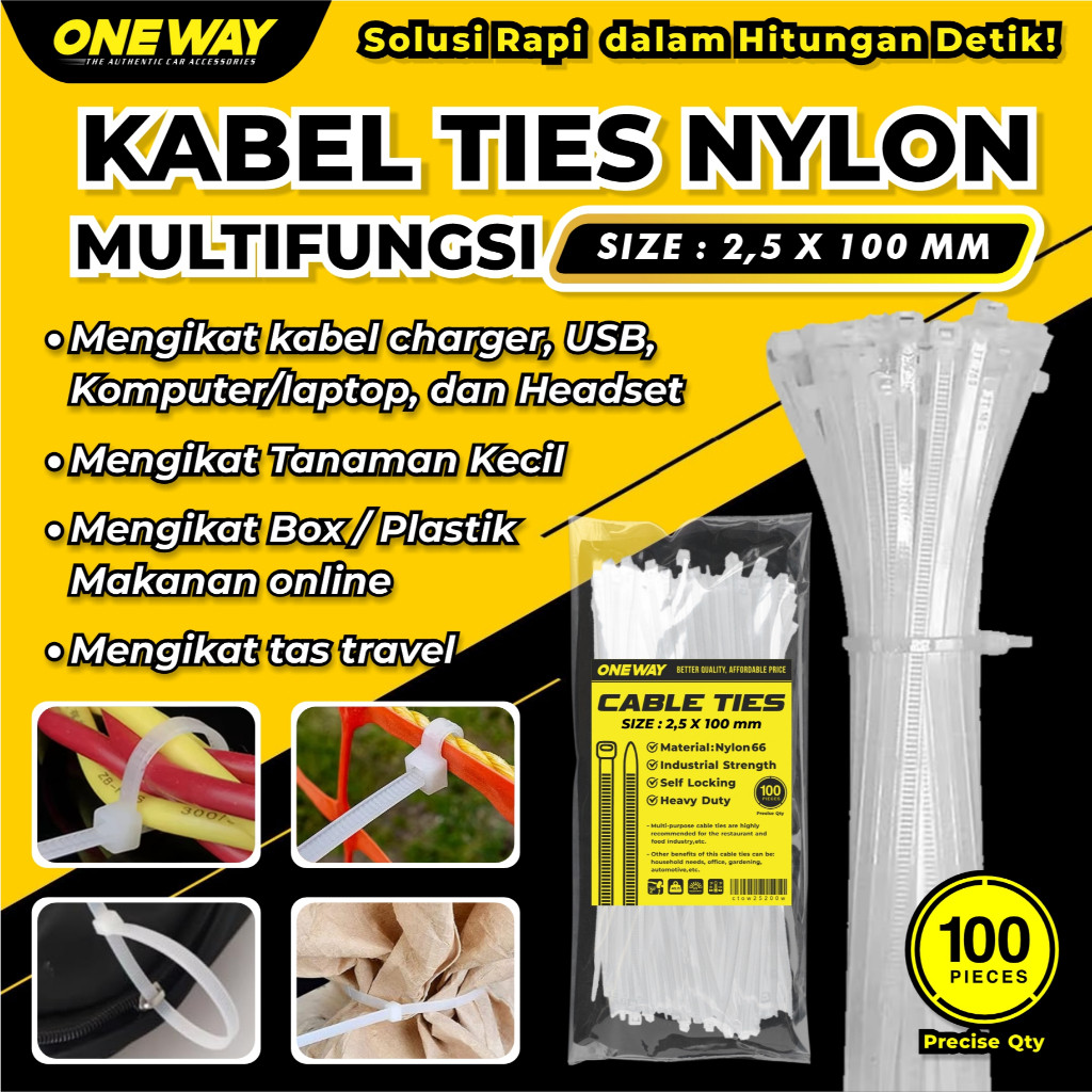 

NAJMAHJAYASHOP Kabel Tis Kabel Ties Cable Ties 2,5x100 Nilon Ukuran 10 cm Putih Cable Tie Nylon Kabel Ties 2,5x100 Pengikat Strap isi 100pcs