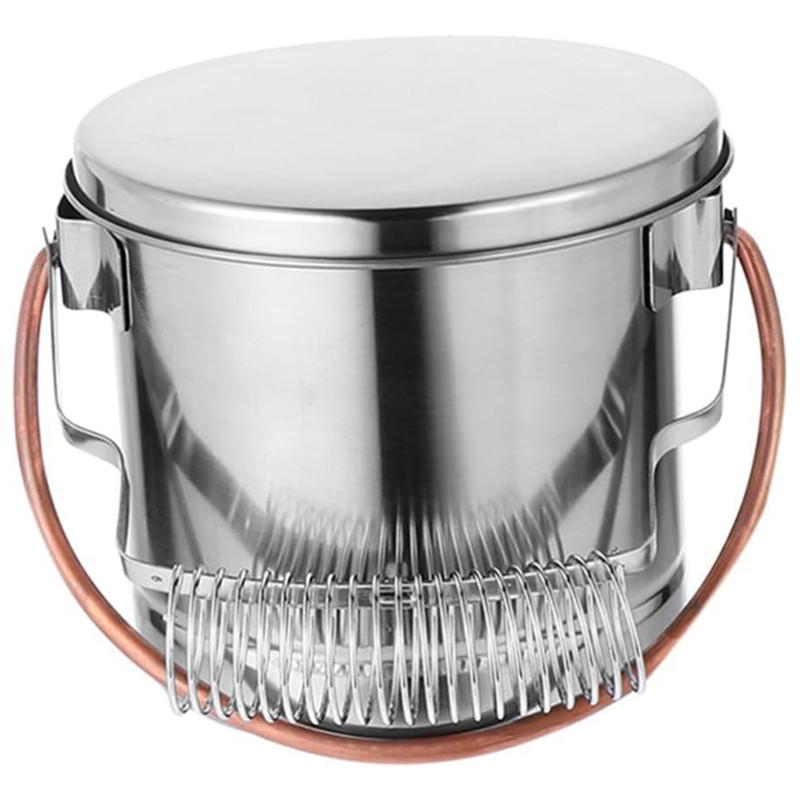 

1 PCS Pencil Bucket Painting Brush Bucket Silver Stainless Steel Brush Cleaner Metal Stand Airtight Metal Tub