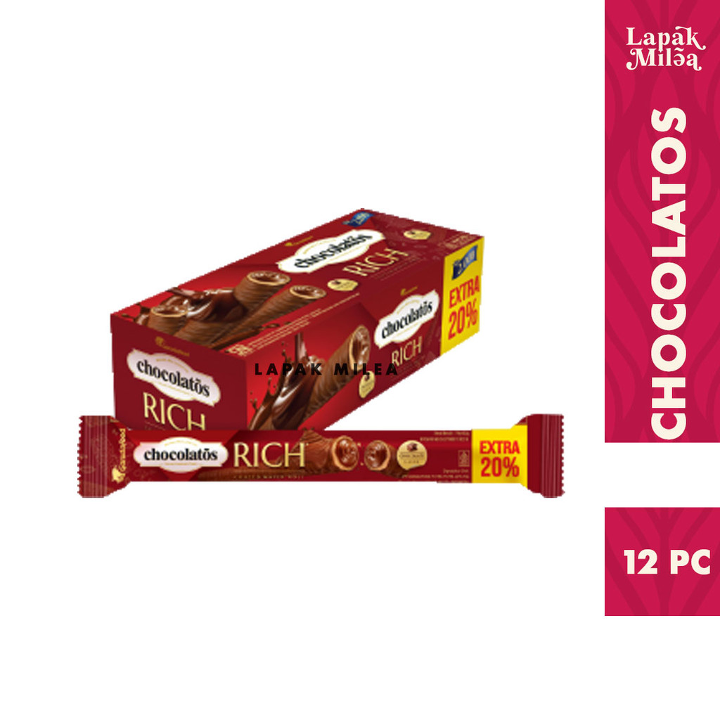 

Chocolatos Rich Wafer Roll Double Choco Isi 12 pc